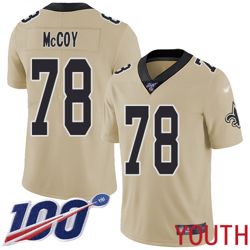 New Orleans Saints Limited Gold Youth Erik McCoy Jersey NFL Football #78 100th Season Inverted Legend Jersey->youth nfl jersey->Youth Jersey